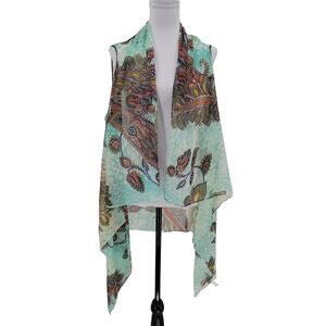 Artsy Floral Paisley Swim Cover Women Sleeveless Beachy Poolside Cruise One Size
